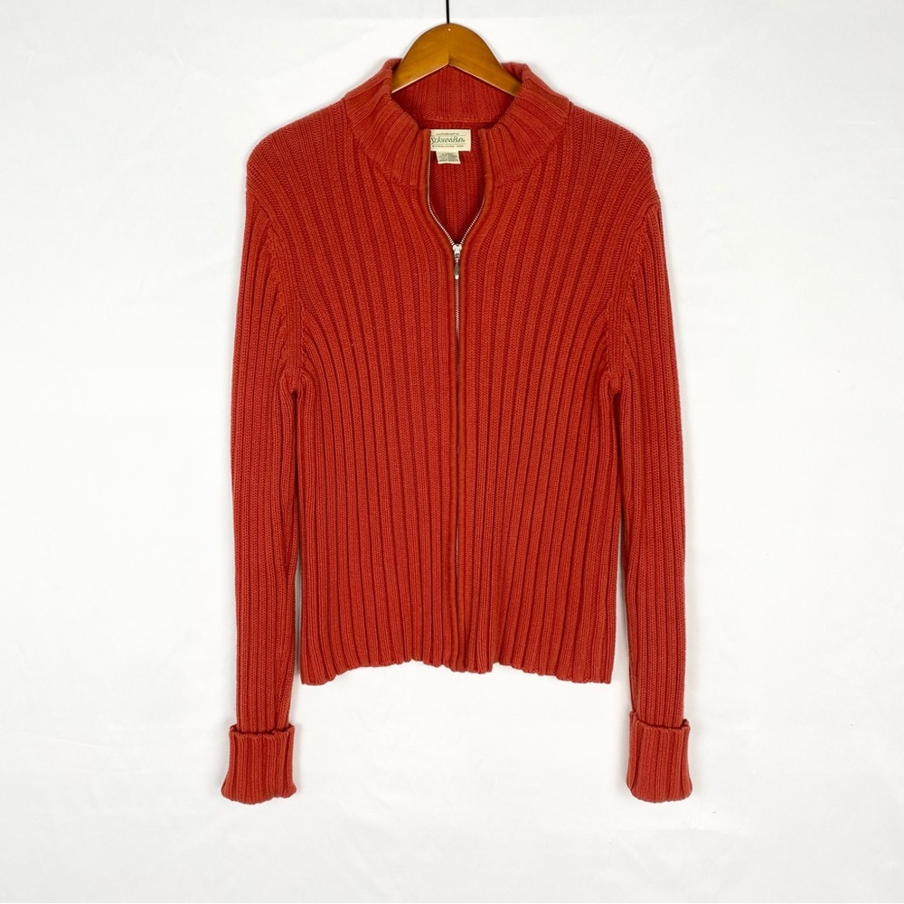 Vintage St. John's Bay Knot Zip‎ Up Sweater Red Collared